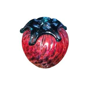 Vintage Gibson Glass 1990s Red Strawberry Paperweight Art Glass